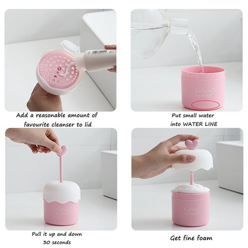 LZbeove Plastic Facial Cleanser Foamer Cup Portable Face Cleanser Foam Maker Cup Travel Skin Care Foam Maker Facial Skin Cleansing Care for Quickly get a rich cleanser lather (Purple)