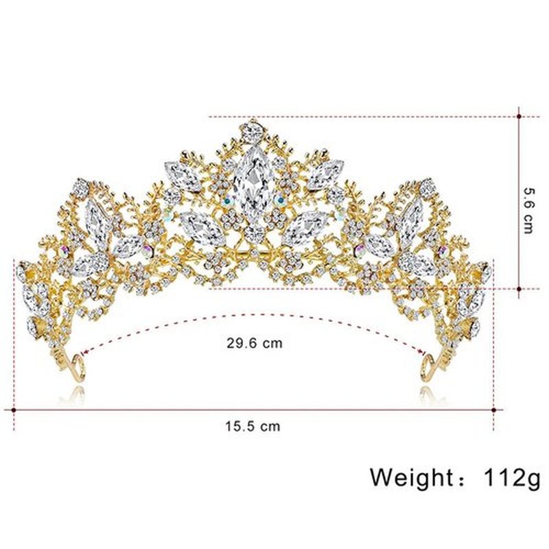 Yovic Baroque Gold Wedding Crown Sparkly Rhinestone Bride Crowns and Tiaras Prom Crystal Bridal Hair Accessories for Women and Girls (Gold)