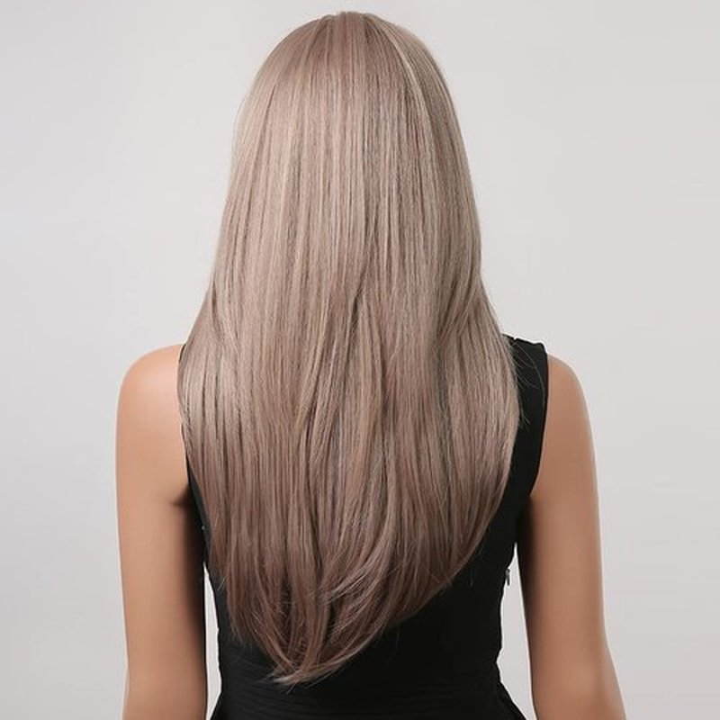 BERON Brown Blonde Wig Long Layered Wig with Bangs Brown Mix Blonde Wig Layered Wig Ash Blonde Wigs for Women Natural Synthetic Wigs for Daily Use