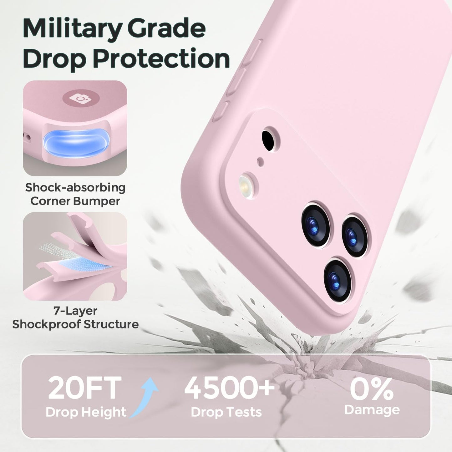 Ktele Magnetic for iPhone 17 Pro Max Case [Compatible with Magsafe] [Premium Silicone Satin-Smooth Touch] Slim Shockproof Anti-Scratch Microfiber Lining Case, 6.9 inch, Chalk Pink