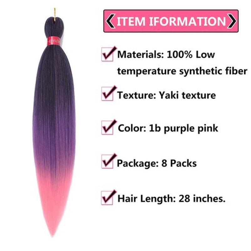 FAYETA Ombre Pre Stretched Braiding Hair, 28''-8 packs Silky Color Blend Braid Hair Extensions, 100% Synthetic Crochet Hair Braids