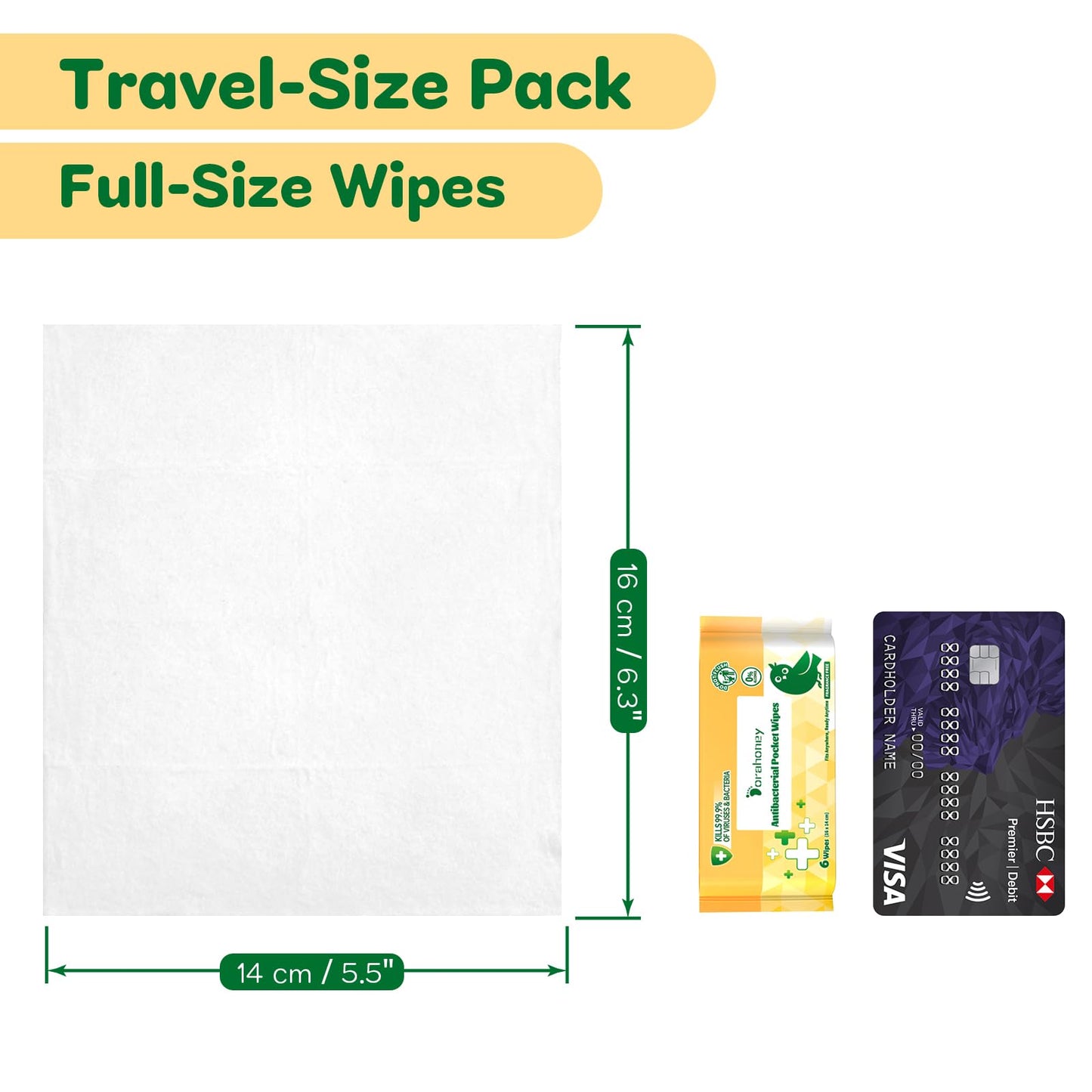 Dorahoney Travel Antibacterial Hand Wipes, 99% Water Hand Sanitizer Wipes, Safe for Sensitive Skin & Hypoallergenic Hand Sanitizing Pocket Wipes, 48 Count (8 Packs of 6)