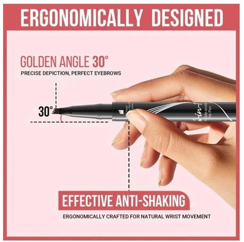 Lilyrhyme Dual Eyebrow Pen, Lilyrhyme Forked Dual-Ended Liquid Eyebrow Pencil, Lilyrhyme Precise Liquid Brow 2-In 1 Pen, Forked Dual Ended Microblading Eyebrow Pencil Waterproof (Dark Brown)