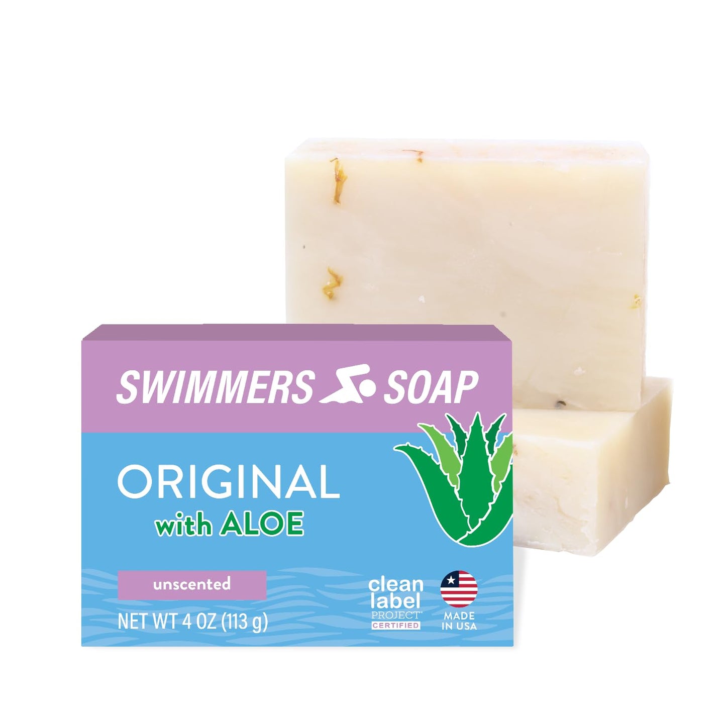 Newton Bay Swimmers Soap | All Natural Body and Face Wash Soap Bar | Gently Washes Away Chlorine After Swimming | Revitalizes Sensitive Skin | 2-Pack of 4 Ounce Soap Bars