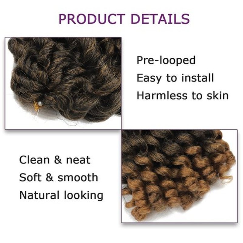 Crochet Braids Hair 8 Inch 5 Pack Jamaican Bounce Wand Curl Crochet Hair Synthetic Braiding Hair Extension Twist Crochet Hair (5 PCS, T27)