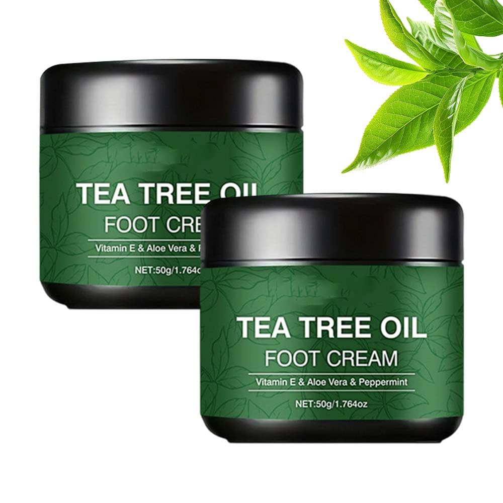 Hulezt Tea Tree Oil Foot Cream, Tea Tree Foot Cream for Dry Cracked Feet and Heels, Intensive Moisturizing Foot Balm to Repair, Soften & Renew Dry, Rough Feet (1)