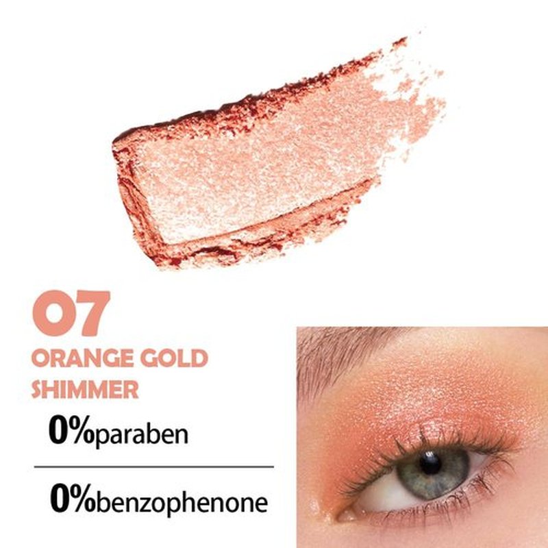 Eyeshadow Single Glitter, High-Pigment Monochrome Eye Shadow Pressed Powder, Everyday Velvety Silky Eye Makeup Looks, Professional Long-Lasting Waterproof Single Eyeshadow Palette, Orange Gold 07