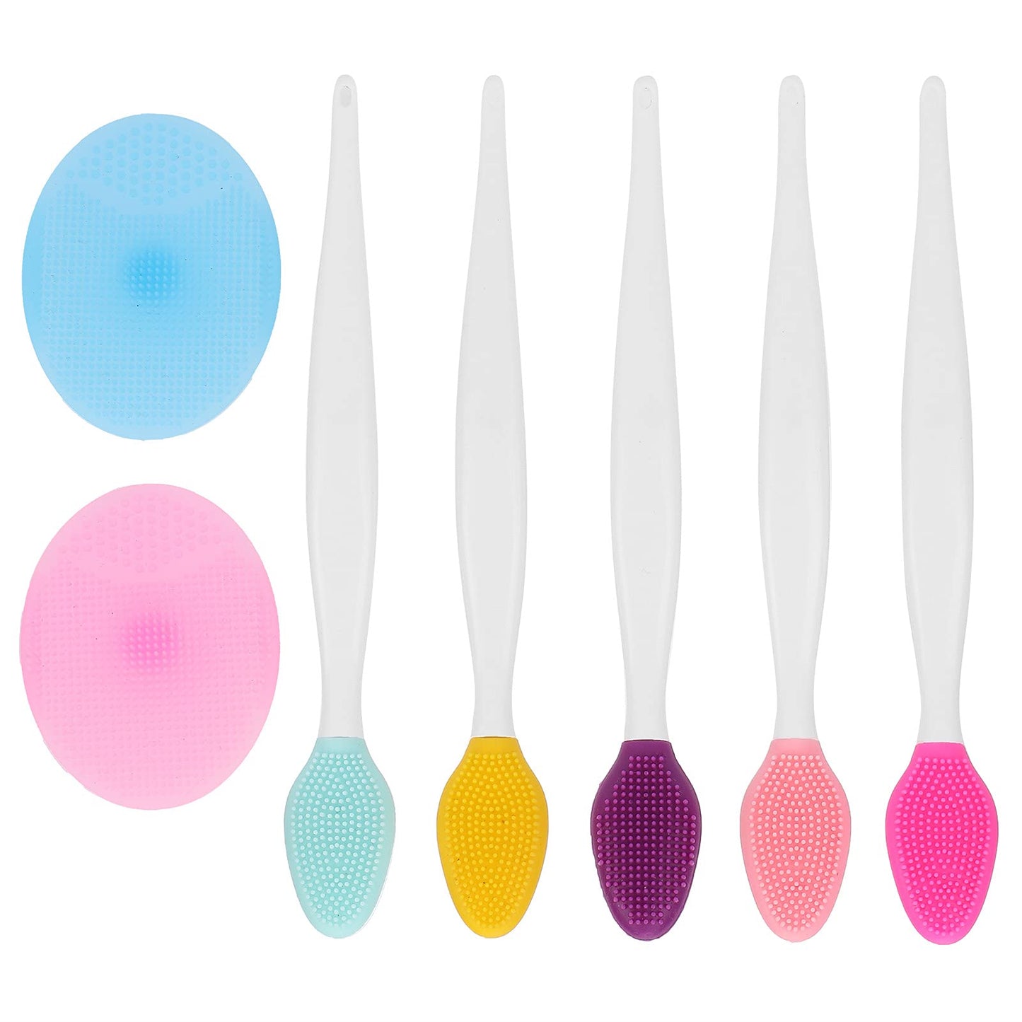 Silicone Facial Cleansing Brush Set, Deep Pore Face Scrubber for Blackhead Removal & Oil Control, Portable Exfoliating Silicone Face Brush Kit with 5 Nose Brushes and 2 Facial Brushes