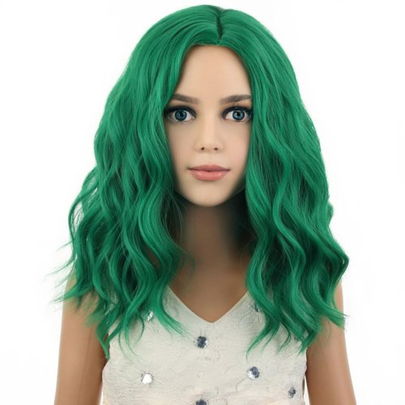 PATTNIUM Kids Child Wig Short Green Wig Short Curly Wavy Green Wig for Kids Green Wig Synthetic Hair Girls Wig (Green)