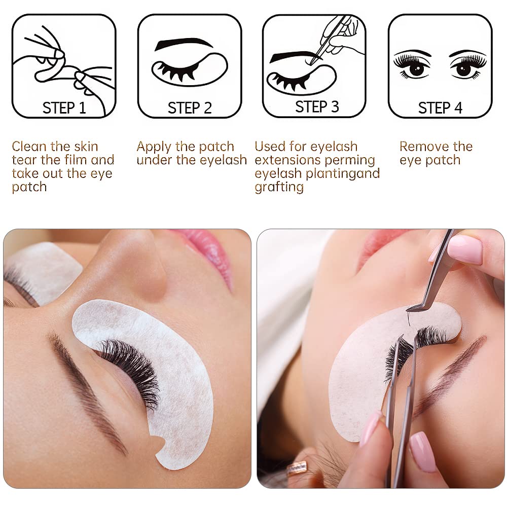 myaokue-up 100 Pairs Eye Gel Pads, Lint Free Under Eye Patches for Eyelash Extensions, Premium Eye Mask Beauty Tool Kit