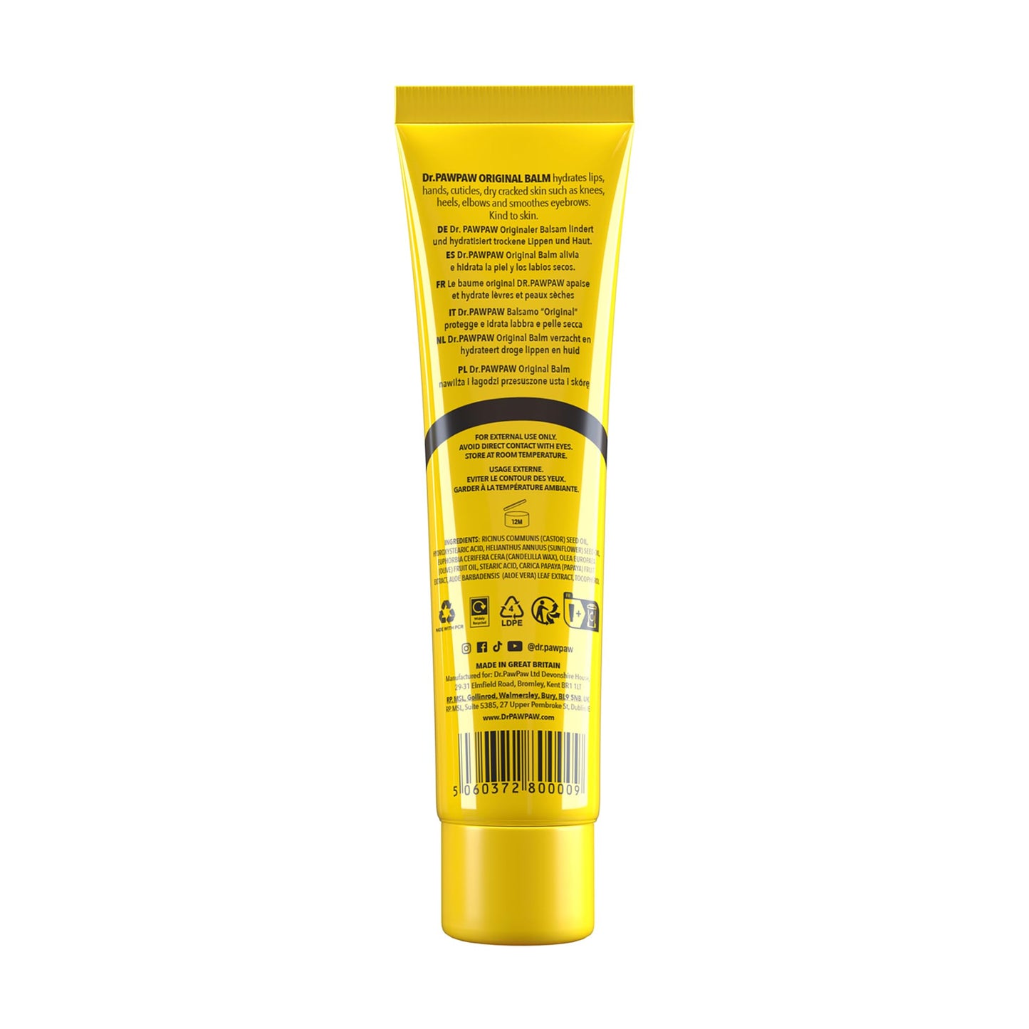 Dr. PawPaw Multipurpose Original Balm - Hydrating Lip Balm with Pawpaw, Aloe Vera and Olive Oil - Lip Moisturizer for Lips, Skin and Hair - 0.84 oz