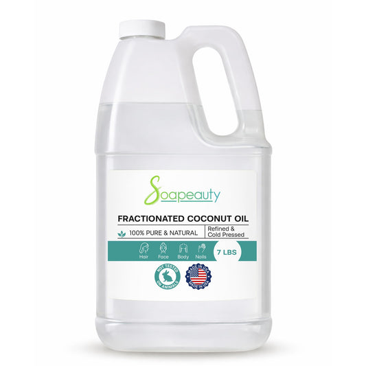 Soapeauty FRACTIONATED COCONUT OIL Cold Pressed Refined | 100% Natural Available in Bulk | Carrier for Essential Oils, Face, Skin, Hair Moisturizer, Soap Making | 7 Lb