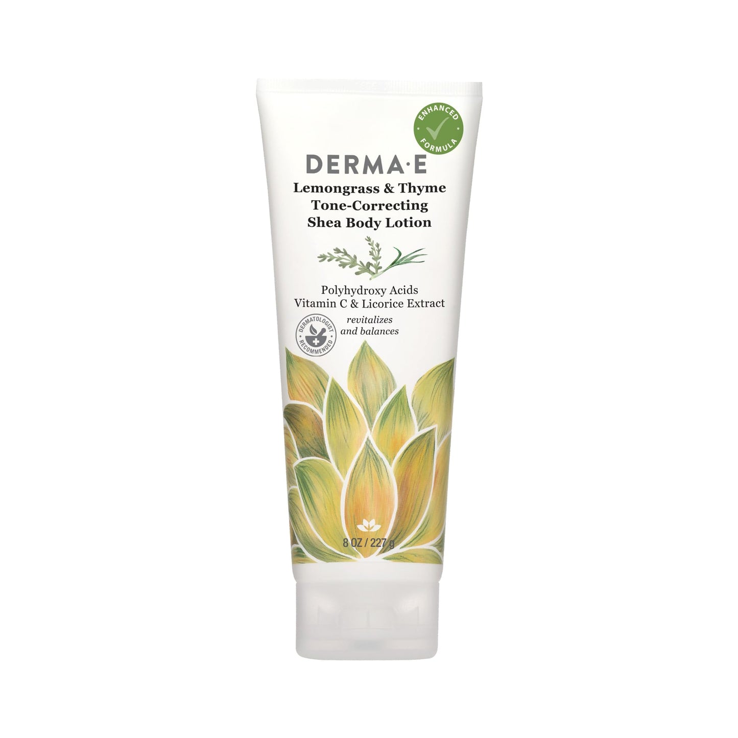 Derma E Lemongrass and Thyme Tone-Correcting Shea Body Lotion – Vegan Vitamin C, Licorice and Vitamin E Body Moisturizer for Dry Skin – Intensive Therapy Moisturizing Cream, 8 oz