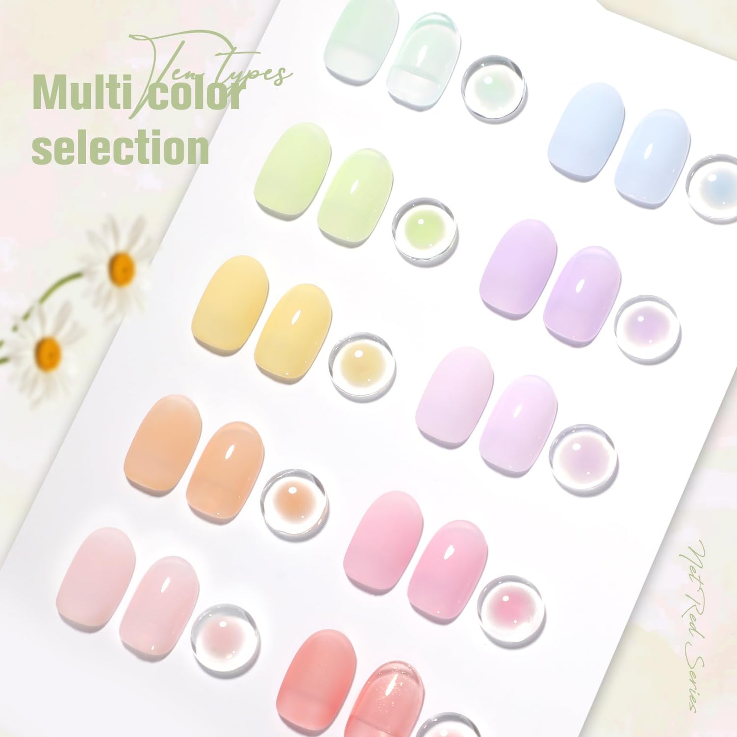SHOYUM Jelly Pastel Gel Nail Polish Set 10Pcs Candy Colors Collection,Translucent Spring Summer nail gel polish Manicure at Home DIY Easter Mother's Day Gifts