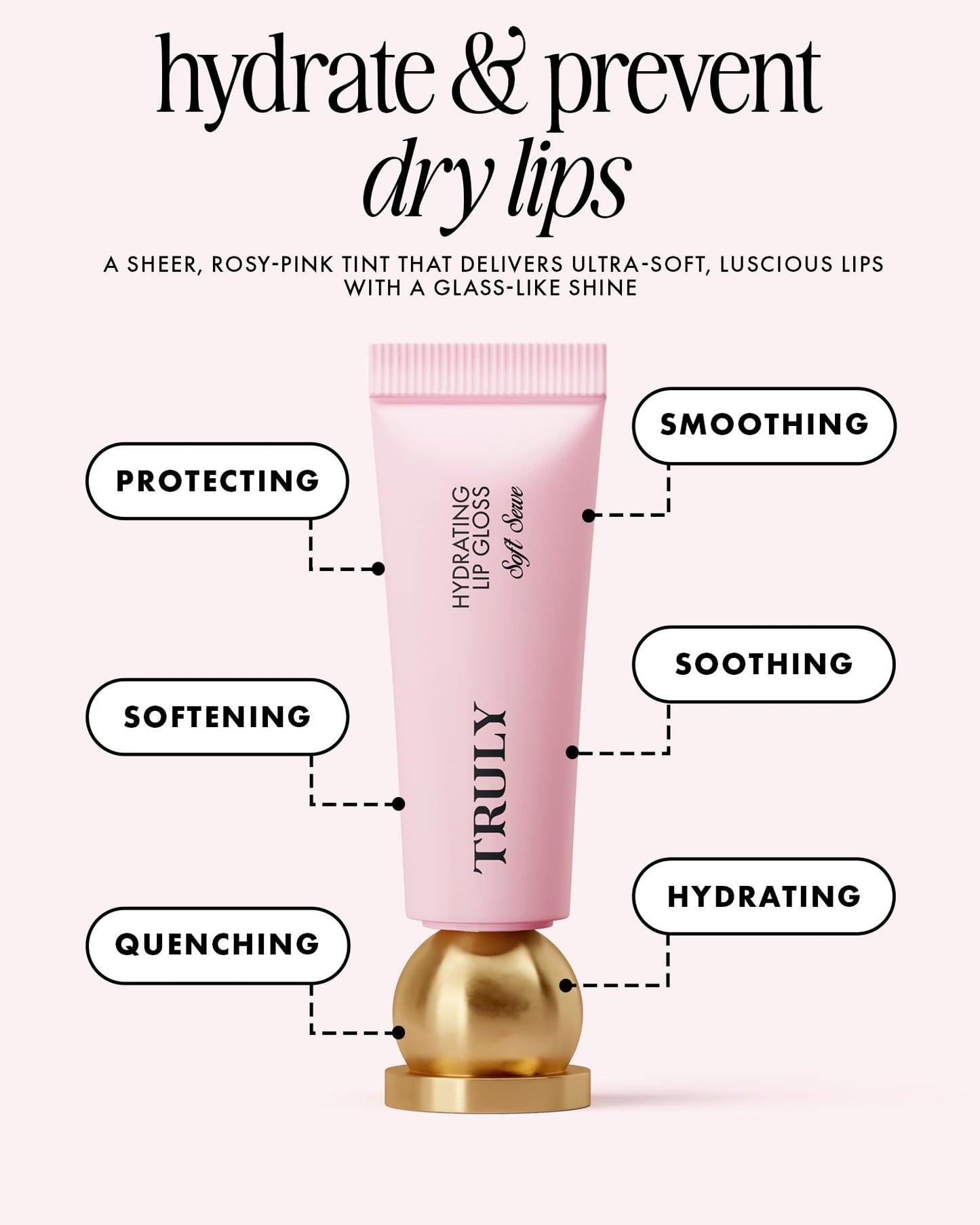 Truly Beauty Soft Serve Hydrating Lip Gloss | Sheer Rosy Pink Tint