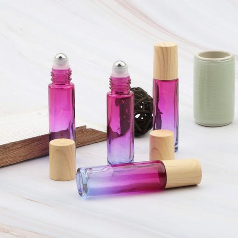 Newzoll 8 Pcs 10 ml (1/3 oz) Glass Roll on Bottles Rose Blue Gradient Roller Bottles Vials Container for Essential Oils Perfume Lip Balms