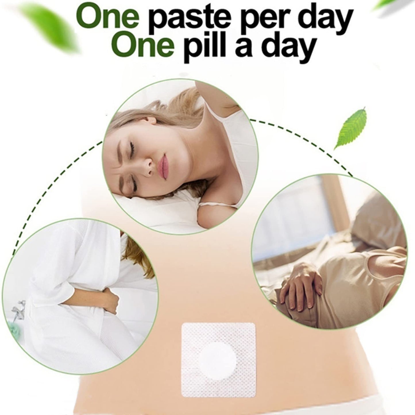 Wormwood Belly Patch,30Pcs Natural Herb Mugwort Essence Pills and 30Pcs Moxibustion Patch