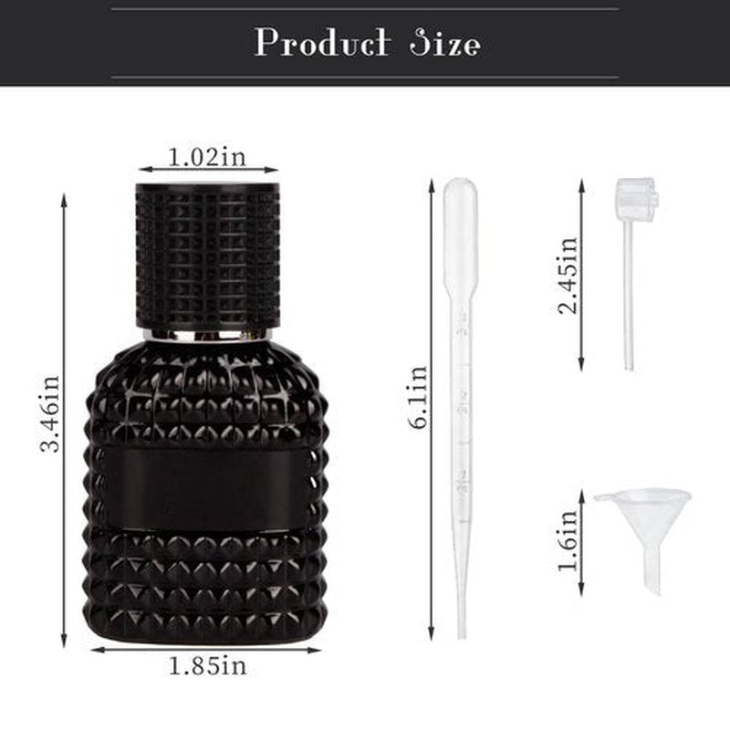 Gsteng Refillable Spray Perfume Bottles, Clear Thick Glass Empty Perfume Bottle, Gold&Silver Perfume Atomizer,Travel Cologne Sprayer Bottles. (Black, 1 Ounces)
