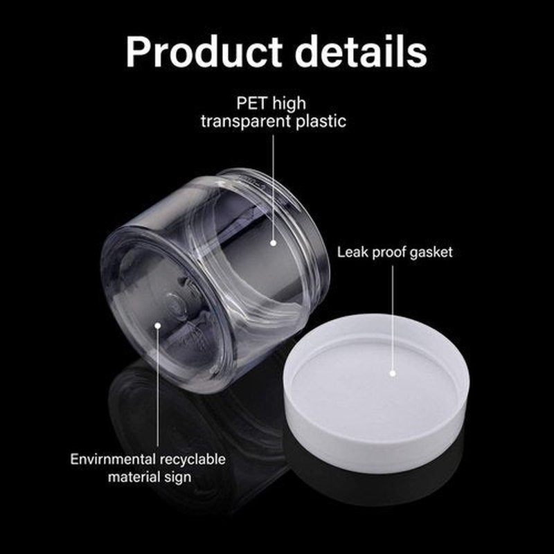 Patelai 4 Pieces Round Clear Wide-mouth Leak Proof Plastic Container Jars with Lids for Travel Storage Makeup Beauty Products Face Creams Oils Salves Ointments DIY Making or Others (White,2 Ounce)