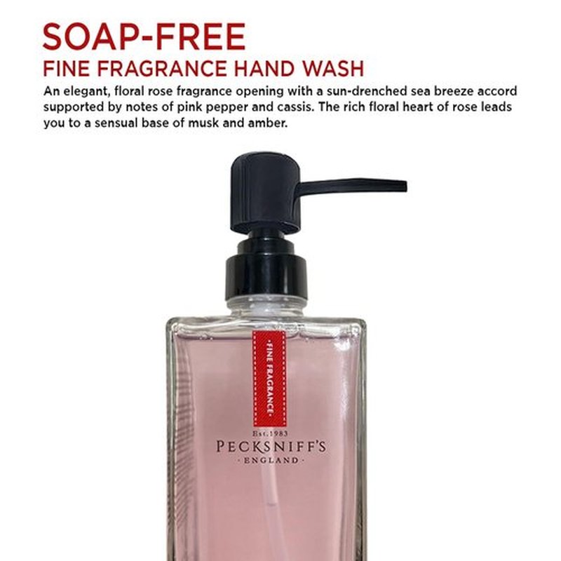 Pecksniff's Moisturizing Hand Wash - Vitamin B Enriched, Natural & Gentle Cleanser, Luxurious Hand Wash 500ml/16.9 fl oz (Glass, Raindrops & Roses)