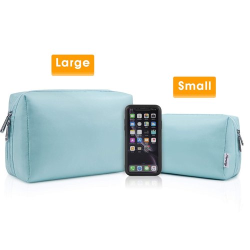 Large Makeup Bag Zipper Pouch Travel Cosmetic Organizer for Women (Large, Sky Blue)