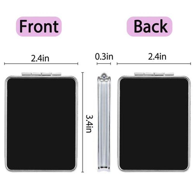 dcdcee Pocket Mirror, Small Travel Mirror with Magnification, Portable Double-Sided Magnifying Cosmetic Mirror for Daily (Black)