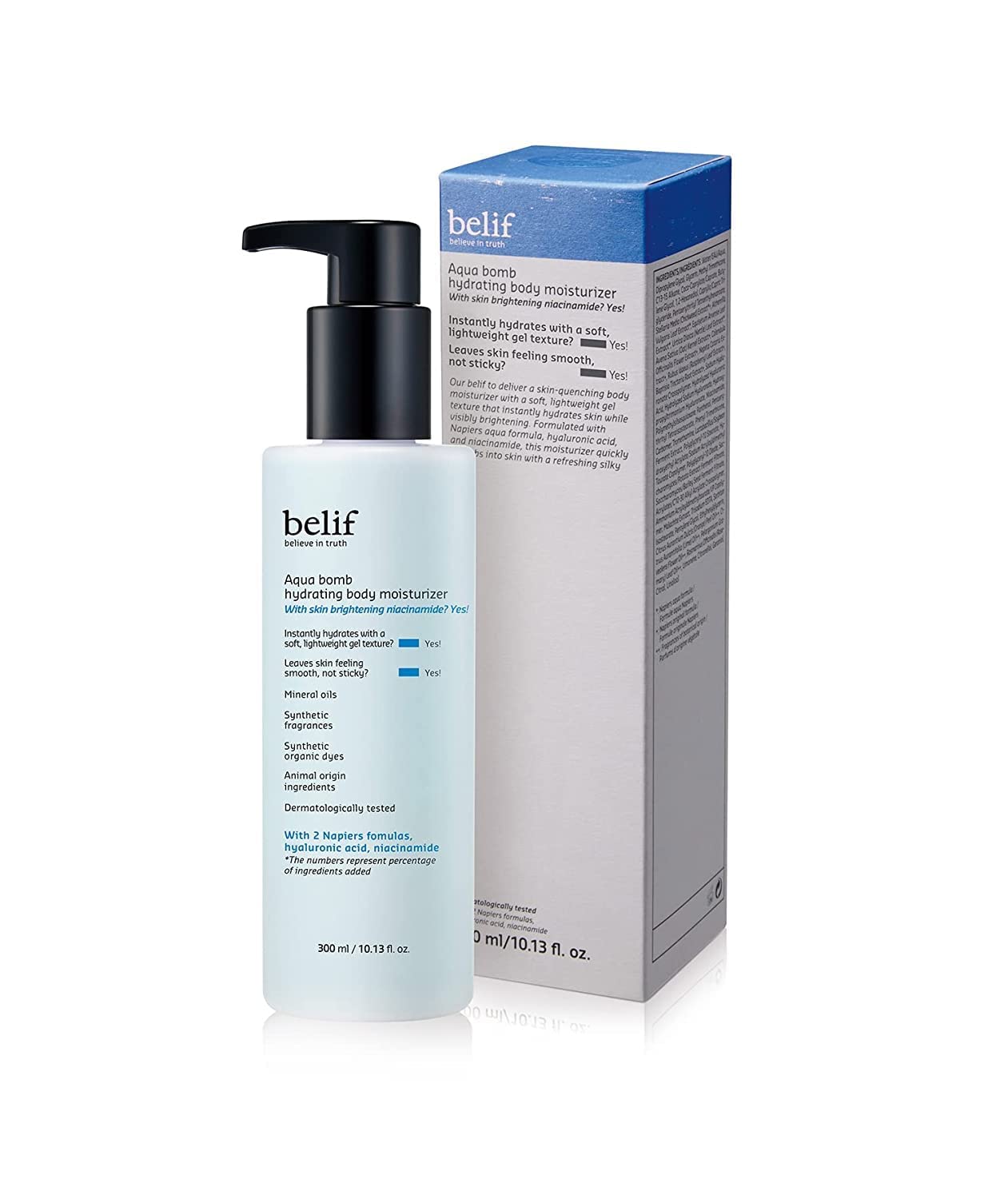 belif Aqua Bomb Hydrating Body Moisturizer With Niacinamide | Moisturizer for Combination To Dry Skin | Body Lotion, Hydration, Clean Beauty | Kbeauty Skincare, 10.13 Fl. Oz