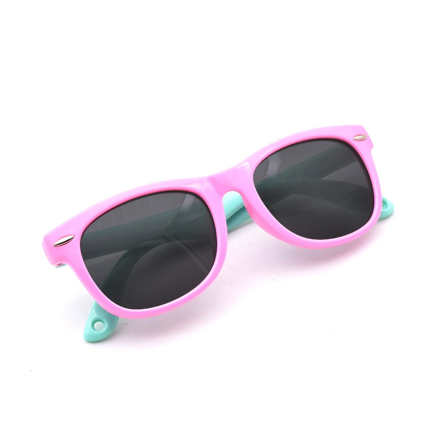 JUSLINK Flexible Polarized Baby Sunglasses for Toddler and Infant with Strap Age 1-6(Pink+Green)