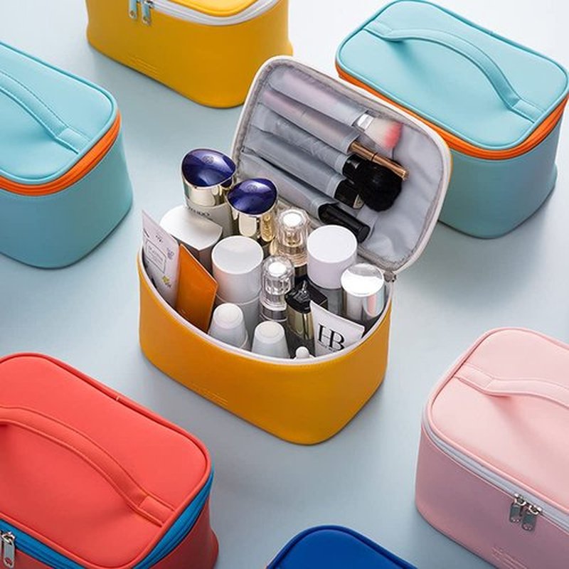 Meiyuuo Makeup Bag Cosmetic Bags Small for Women Ladies Zipper Pouch Makeup Organizer Waterproof Cute (Cyan Blue)