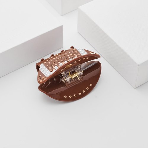 HolidayQbee Brown Acrylic Hair Clips For Women With Football Rhinestones Football Hair Clip Hair Clip Hair Clip With Claw Fashion Strong Hair Fix Claw Clips