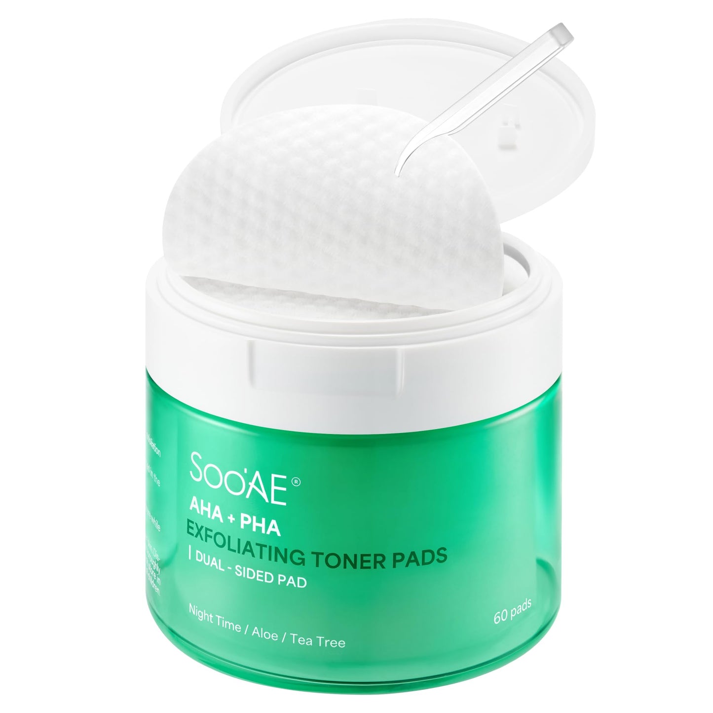 Soo'AE AHA + PHA Exfoliating Toner Pads, 60 Dual-Sided Pads I Smooth Skin Texture Care for Porcelain-Like Skin, Cruelty-Free, Korean Skincare