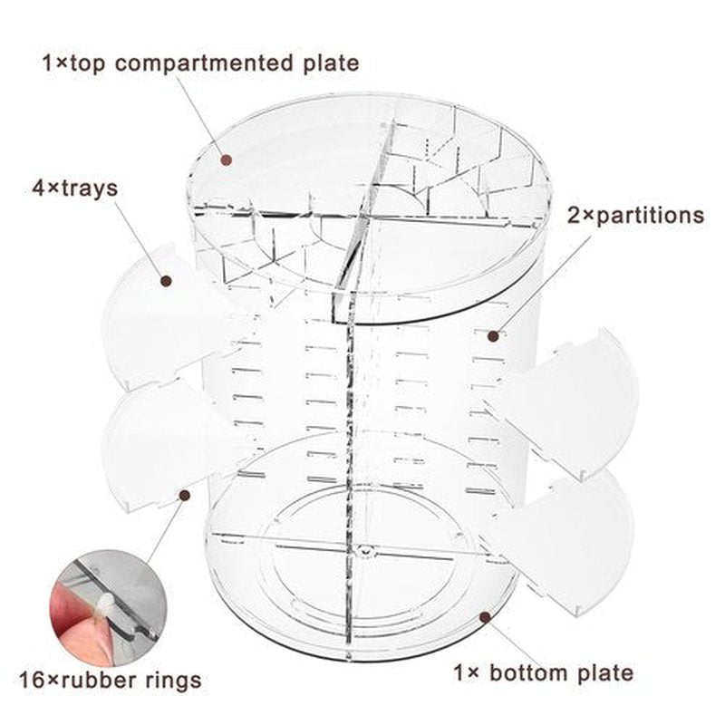 360 Rotating Makeup Organizer with Partition Slots, 8 Adjustable Layers Spinning Skincare Organizers, Large Capacity Makeup Desk Storage Shelf, Revolving Cosmetic Rack for Vanity Bathroom Countertop