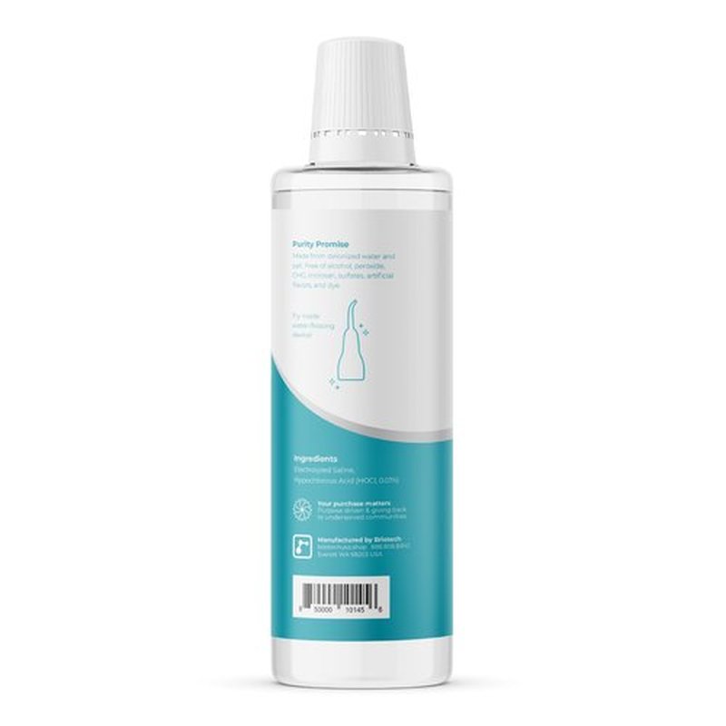 BRIOTECH Pure Hypochlorous Acid Oral Swish, Alcohol Free Mouthwash Rinse, Gentle Oral Care Hygiene, Fight Bad Breath, Support Against Plaque, Gum Irritation & Tender Gums, 16.9 fl oz