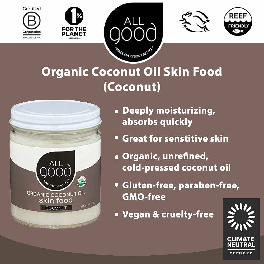 Organic Coconut Oil Skin Food - Natural Moisturizer & Vegan Skincare (2-Pack)