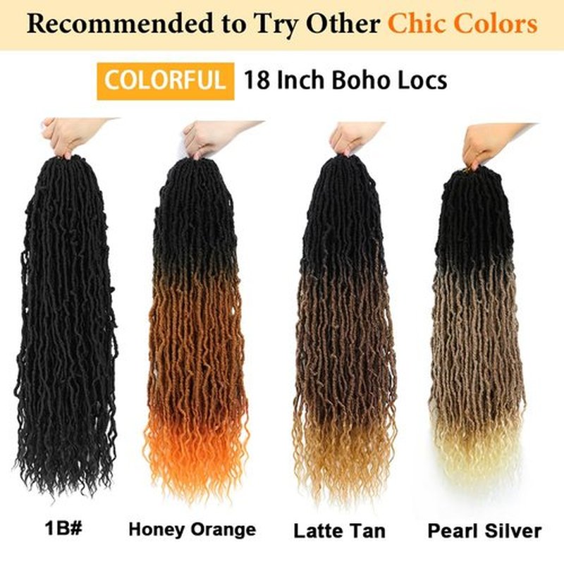 Faux Locs Crochet Hair (18 Inch) XCRUIQO Soft Locs with Curly Ends Goddess Locs Synthetic Boho Crochet Faux Locs for Women Pre Looped (7 Packs, Pearl Silver)