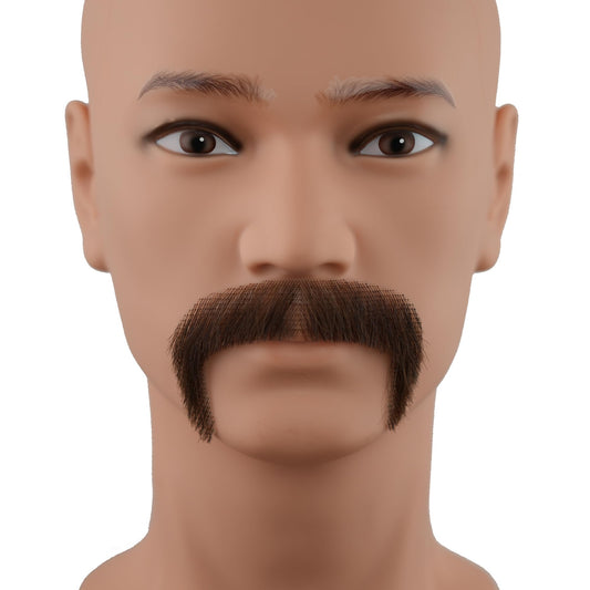 CliCling Human Hair Fake Beard One Pair of Hand tied Mustache for Men Realistic Lace Invisible False Beards for Costume Party Halloween Theater Performance （Black Brown）