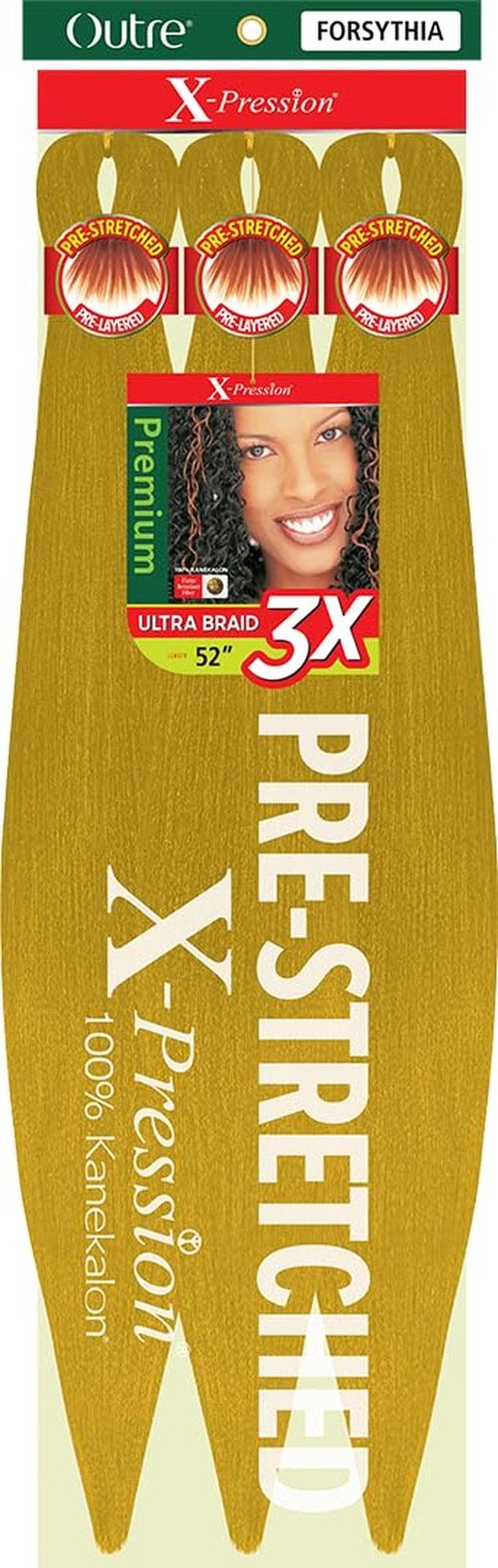 [3 PACK DEAL] Outre X-Pression Braid-Pre Stretched Braid 52" 3X 3 Packs (FORSYTHIA)