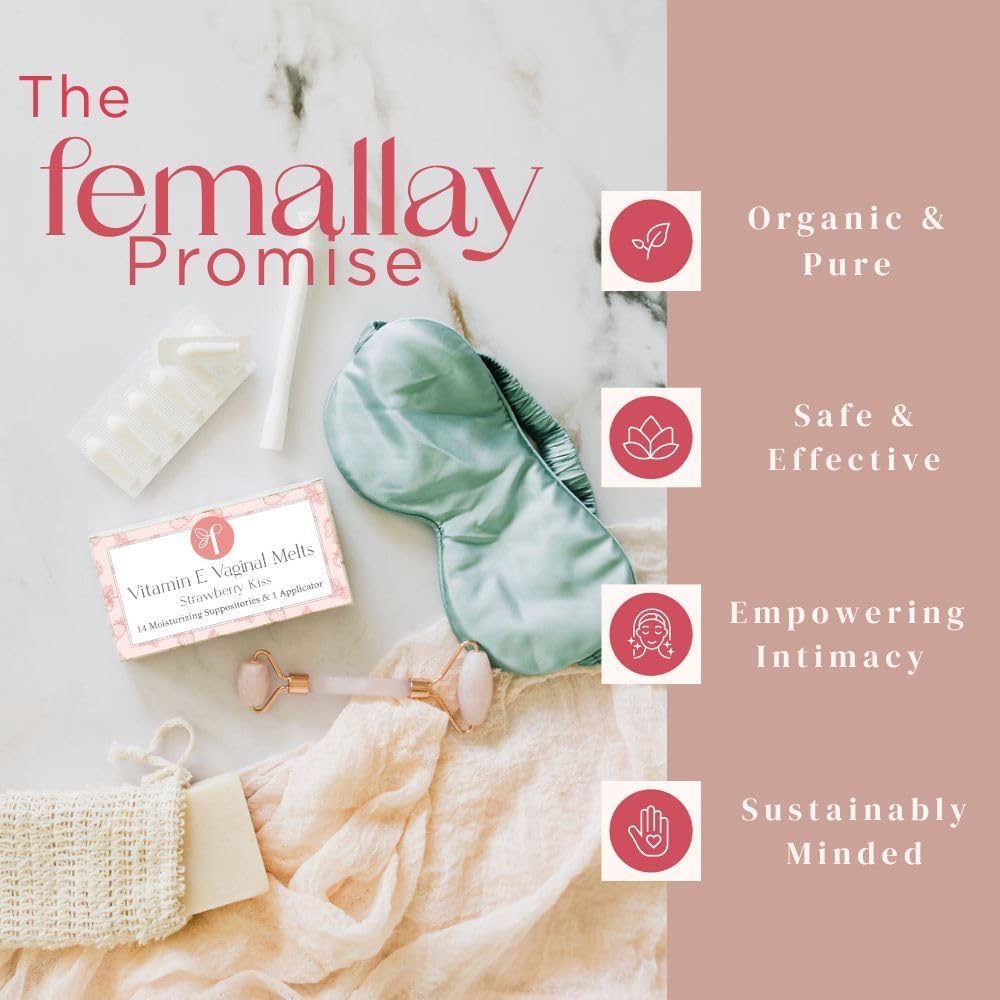Femallay Organic Vitamin E Vaginal Melts – Strawberry Kiss – 1-pack