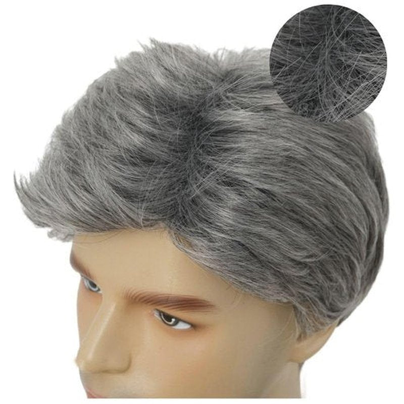 Dai Cloud Grey Mens Wig Short Side Part Natural Hair Wig for Men Fluffy Synthetic Heat Resistant Male Guy Wig