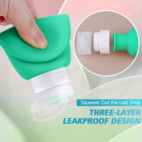 Travel Bottles for Toiletries, Tsa Approved 3oz Travel Size Containers BPA Free Leak Proof Refillable Liquid Silicone Squeezable Travel Accessories for Shampoo Conditioner Lotion (4 Pack)
