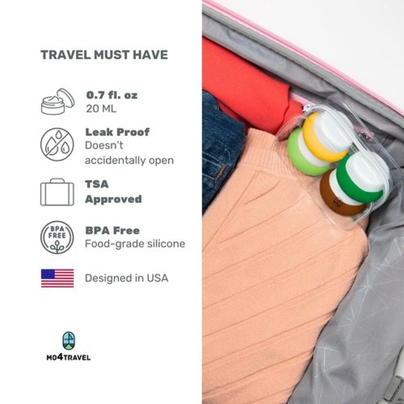 Travel Containers for Toiletries - Small Travel Containers for Creams - 4 Pack of 20mL TSA Approved Travel Bottles with Clear Bag, Leak-Proof Silicone Travel Jars for Toiletries (Forest)
