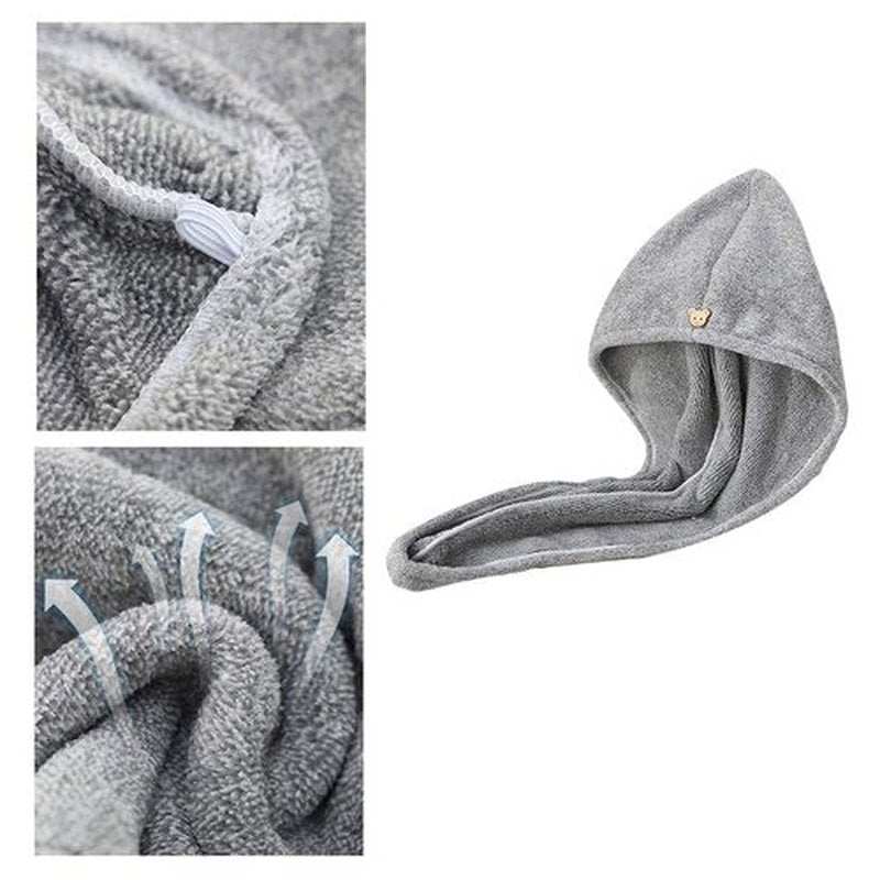 Hair Towel Wrap Quick Absorbent Turban For Head Wrap For Women With Button Anti Frizz Bathroom Shower Hair
