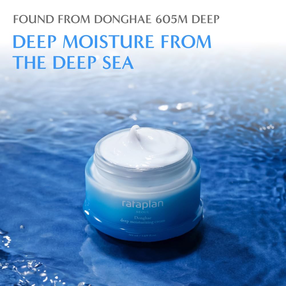 RATAPLAN Donghae Deep Moisturizing Cream, Deep Sea water, For Dry Skin, Ceramide, Hyaluronic Acid, Strengthen Skin Barrier, Korean Skincare 1.69 fl oz