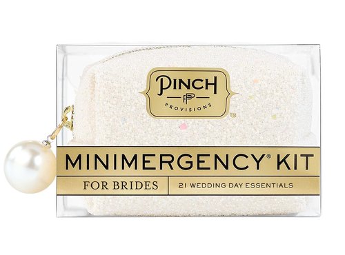Pinch Provisions Minimergency Kit for Brides, Pearl Ivory, Includes 21 Must-Have Emergency Essential Items for Your Big Wedding Day, Compact, Multi-Functional Zipper Pouch, Perfect Survival Kit Gift