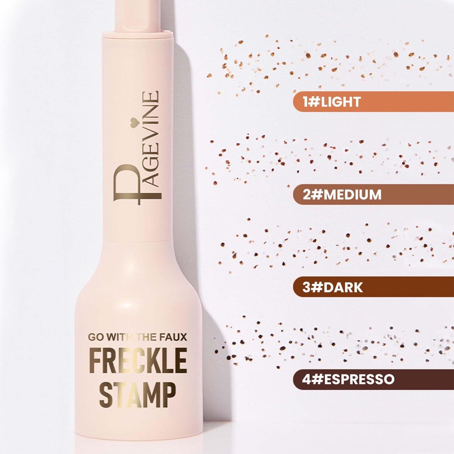 Freckle Stamp Pen,Fake Freckles Stain Marker Pencil Tool for Natural and Lifelike Sunkissed Face Freckle Makeup for Waterproof and Long-Lasting,Quick Dry 5-Point Faux Freckle Stamp Cushion, 02 Medium