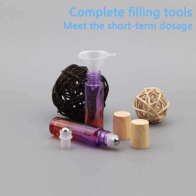 Newzoll 8 Pcs Glass Roller Bottles Essential Oils Perfume Roll on Bottles 10 ml (1/3 oz) Purple Orange Gradient Rolling Bottles Vials Container for Oils Lip Balms