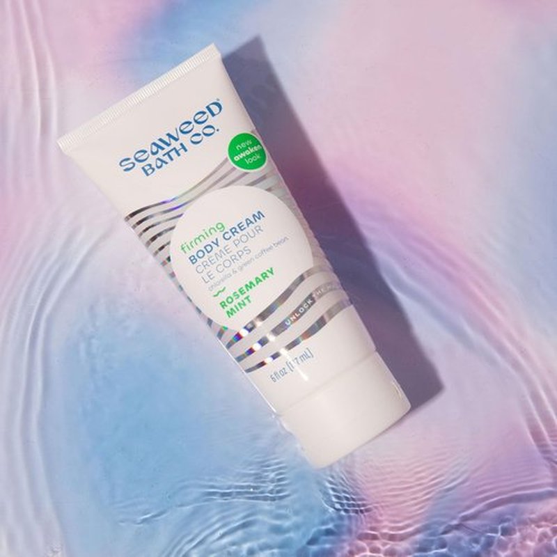 Seaweed Bath Co. Firming Body Cream, Rosemary Mint Scent, 6 Ounce, Skin Toning Hand & Body Lotion Moisturizer for Dry Skin, with Sustainably Harvested Seaweed, Chlorella, Green Coffee Bean