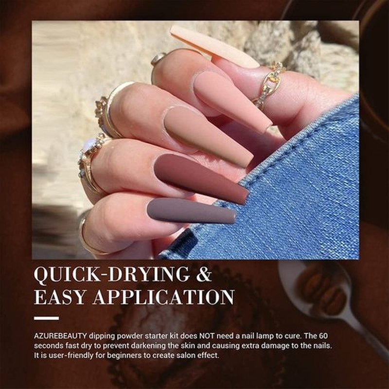 AZUREBEAUTY Nail Polish Set, 8 Colors Brown Glitter Nude Glitter Fall Winter Quick Dry Natural Vegan Nail Lacquer Strengthening Treatment Kit with Top Coat DIY Salon at Home