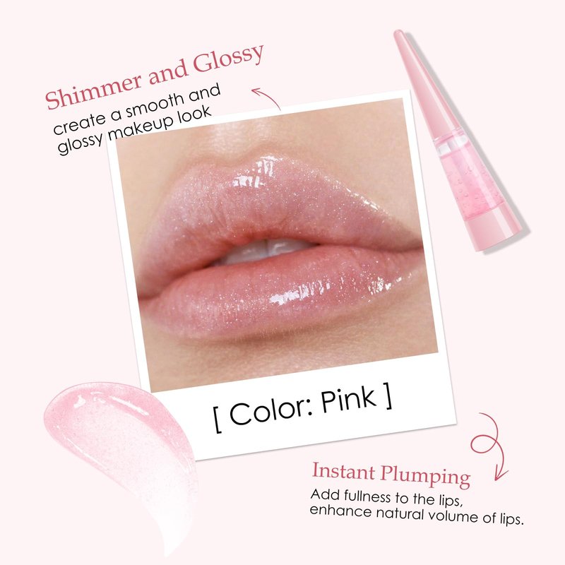 FREEORR Lip Plumper, Extreme Plumping Lip Fuller, Hydrating and Transparent Lips Balm, Volumizing formula, Youthful Fuller Gloss, Smoother Lips and High Glossy, Non-Sticky-03 Pink, 0.21 Fl Oz