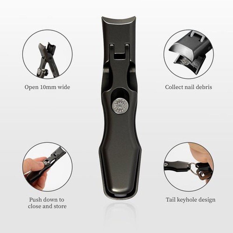 Lux German Grip Nail Clippers for Men, Ultra Wide Jaw Opening Nail Clippers for Nail Strengthener and Growth, Big Cuticle Remover Nail Clippers, Professional Fingernail Clippers Clippers with Catcher